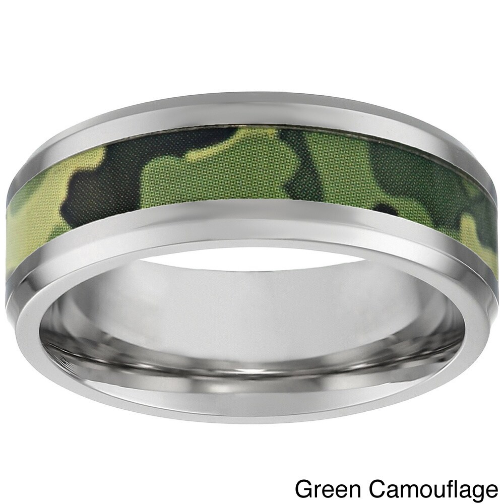 Stainless Steel Men's Camouflage Accent Ring Overstock Shopping Big Discounts on Men's Rings