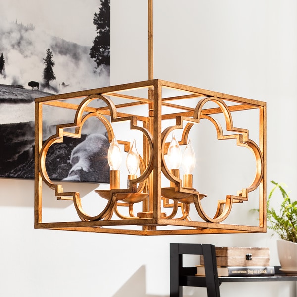 Gold Leaf Moroccan 4-light Chandelier