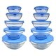5-piece Nesting Glass Bowl Set with Blue Lids (Pack of 2)