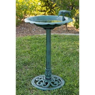 Sale Price Blue Resin Bird Bath with Solitary Bird on Side