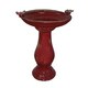 Red Antique Ceramic Bird Bath with Two Birds 