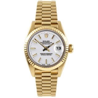 Pre-owned Rolex Women's President Yellow Gold White Dial Automatic Watch
