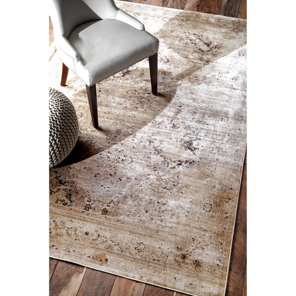 nuLOOM Oriental Vintage Viscose Fancy Ivory Rug (7'8 x 9'6) 16480113