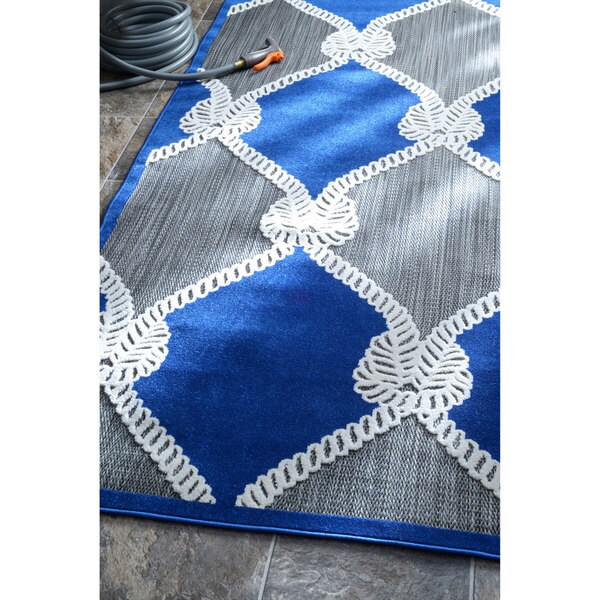 nuLOOM Indoor/ Outdoor Nautical Ropes Porch Blue Rug (8' x 10
