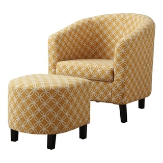 See Reviews Burnt Yellow 2-piece Accent Chair and Ottoman Set