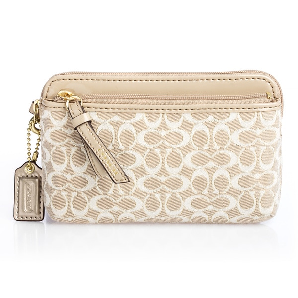 coach wristlets tan