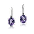 Glitzy Rocks Sterling Silver Oval Gemstone or Cubic Zirconia Birthstone Leverback Earrings