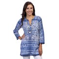 Women's Dark Blue/ White Tie-dye 3/4-sleeve Tunic (India)