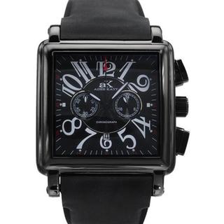 Men's Adee Kay AK7234-MIPB Black Leather Chronograph Watch