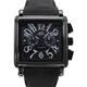 Men's Adee Kay AK7234-MIPB Black Leather Chronograph Watch