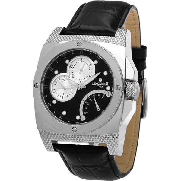 Men's OLA0344BK Black Leather Watch