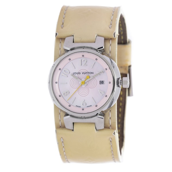 Pre-Owned Louis Vuitton Women&#39;s Beige Leather Watch - Overstock™ Shopping - Big Discounts on ...