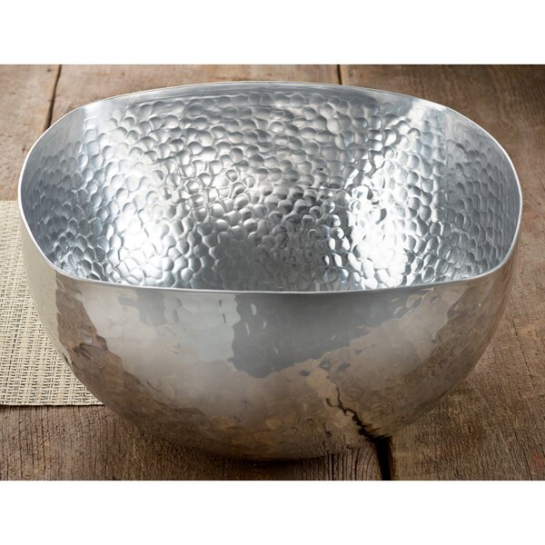 14-inch Square Hammered Aluminum Bowl