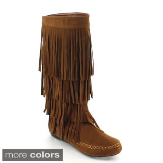 Yoki Women's 'Mudd-55' Fringe Knee-high Boots