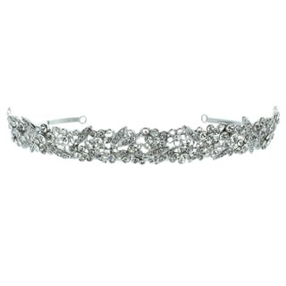 Kate Marie 'Olivia' Silvertone Rhinestone Crown Tiara with Hair Combs-Image