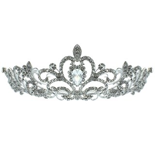 Kate Marie 'Nene' Rhinestone Filigree Crown Tiara with Hair Combs-Image