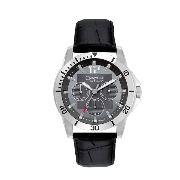 Caravelle by Bulova Men's 43C105 Chronograph Black Leather Watch