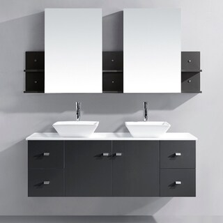 Virtu USA Clarissa 61-inch Grey Double Sink Bathroom Vanity Set