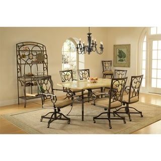 Big Save Brookside Stone 7-piece Rectangle Dining Set with Oval Back Caster Chairs
