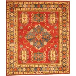 @@@ >  Herat Oriental Afghan Hand-knotted Kazak Red/ Beige Wool Rug (5'3 x 6')