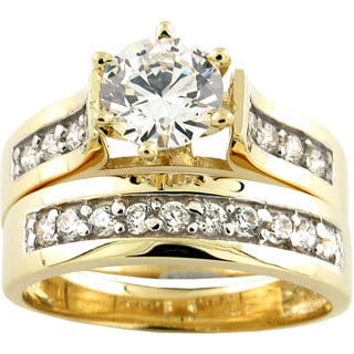 Two tone gold cz engagement rings