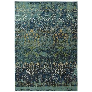 Now Sale Woven Karastan Vintage Ballroom Deep Teal Nylon Rug (9'6 x 12'11)