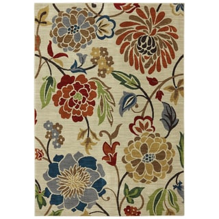 ===>  Woven Karastan Ghana Floral Croissant Nylon Rug (8' x 10')