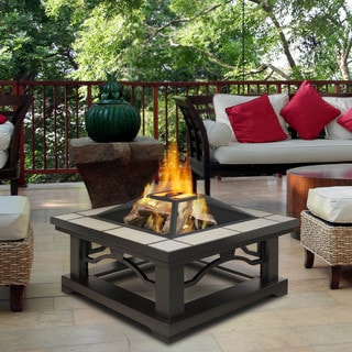 Now Sale Real Flame Crestone Grey Tile Outdoor Fire Pit