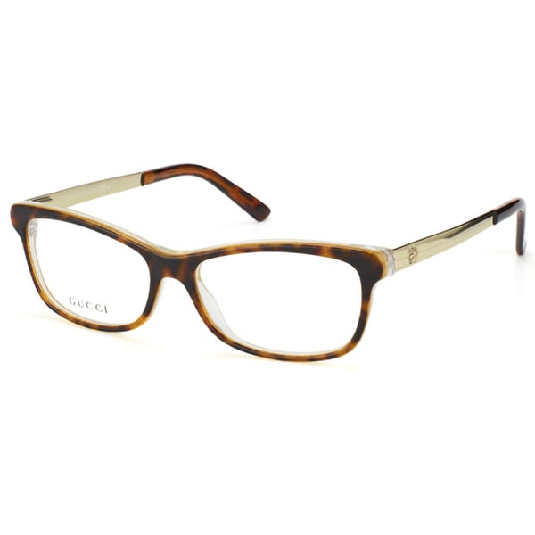 Gucci Unisex Havana and Gold Embossed Plastic Eyeglasses ...