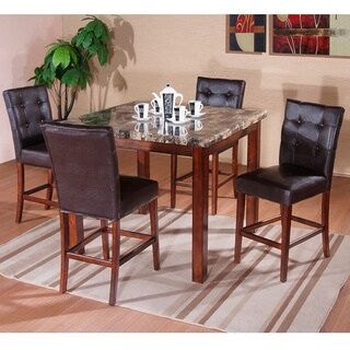 High-gloss Walnut/ Faux Marble Dining Table