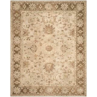( ._.) Safavieh Handmade Anatolia Light Grey/ Dark Brown Wool Rug (9' x 12')