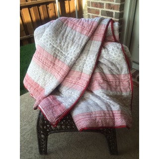 Timbergirl Red/ Grey Organic Cotton Block Print Quilt (India)