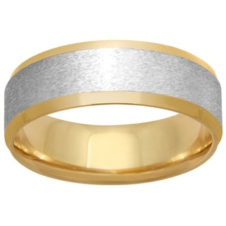 14k Two-tone Gold Men's Comfort-fit Wedding Band-Image