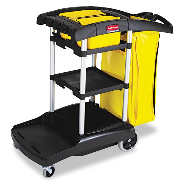 Rubbermaid Black Commercial High Capacity Cleaning Cart