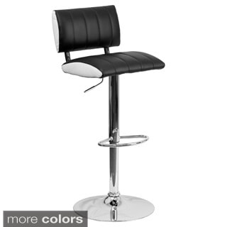 Compare Price Contemporary Black and White Vinyl Adjustable Bar Stool (Set of 2)