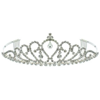 Kate Marie 'Amelia' Charming Silver Rhinestone Crown Tiara with Hair Combs-Image