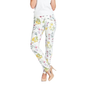 Bluberry Women's Floral Print Denim Floral Slim Cut Jeans-Image