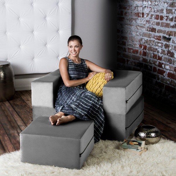 Jaxx Zipline Convertible Sleeper Chair and Ottoman/ Twin-size Bed