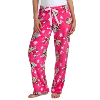 Stanzino Women's Pink Monkey Pattern Soft Plush Sleepwear Pants-Image