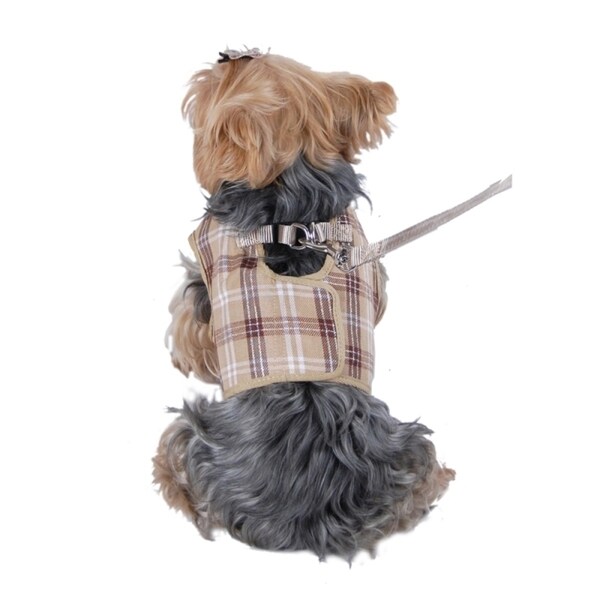 Insten Pet Dog Puppy Apparel Clothes Plaid Checkered Jersey Dog Vest Harness with Leash