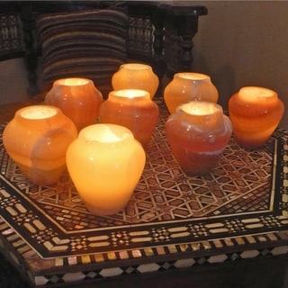 --->  Set of 8 Amphora Alabaster Votives (Egypt)