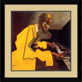 (_ _ ) Justin Bua 'Piano Man' Framed Art Print 30 x 30-inch