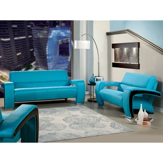 [1] Furniture of America Perthan Modern Blue 2-Piece Loveseat and Sofa Set