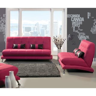 Low Price Furniture of America Eissa Modern Fuchsia 2-Piece Loveseat and Sofa Set