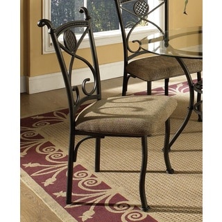 Big Save Browning Dark Brown Metal and Beige Side Chair (Set of 4)