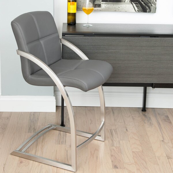 Vedo Brushed Stainless Steel Counter Height Stationary Stool 16586453