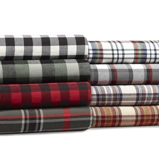 Low Price Eddie Bauer Edgewood Plaid Flannel Sherpa Throw