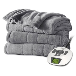 Sunbeam Grey Plush Electric Blanket