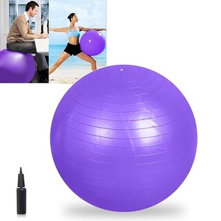 INSTEN Purple Yoga with Hand Air Pump Fitness Exercise Stability Balance Ball-Image