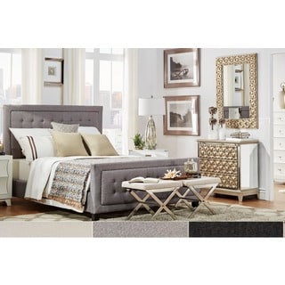 Hot Deal INSPIRE Q Bellevista Beige Linen Button-tufted Square Upholstered Bed